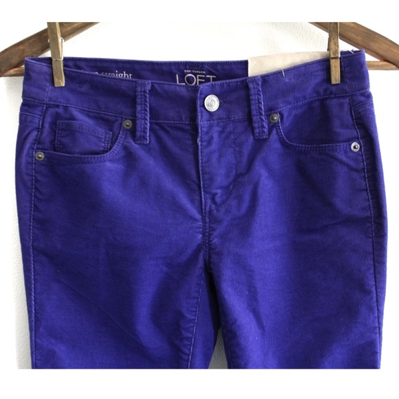 Ann Taylor LOFT Retro Purple Modern Straight Courduory Pants 00 24 Petite - Picture 2 of 6
